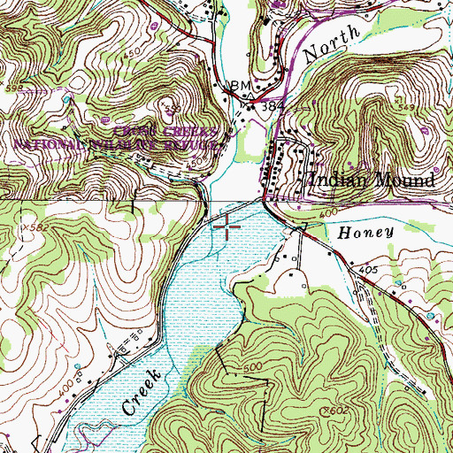 Topographic Map of Honey Fork Creek, TN