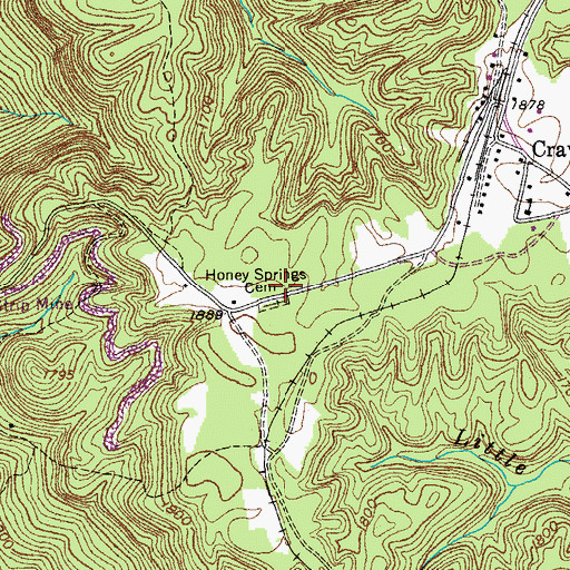 Topographic Map of Honey Springs Cemetery, TN