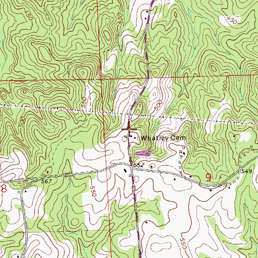 Topographic Map of Whatley Cemetery, AL