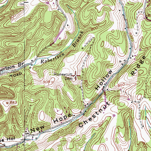 Topographic Map of Honeycutt Cemetery, TN