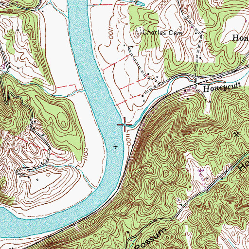 Topographic Map of Honeycutt Creek, TN