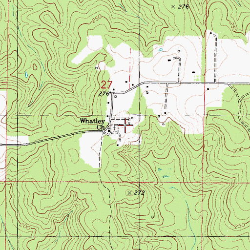Topographic Map of Whatley Church, AL