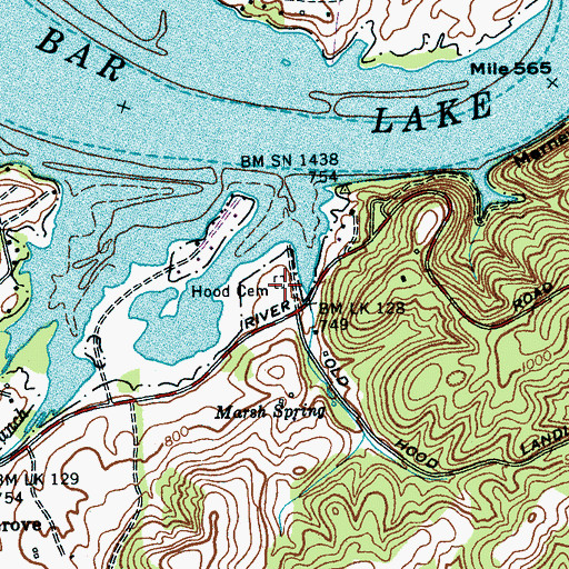 Topographic Map of Hood Cemetery, TN