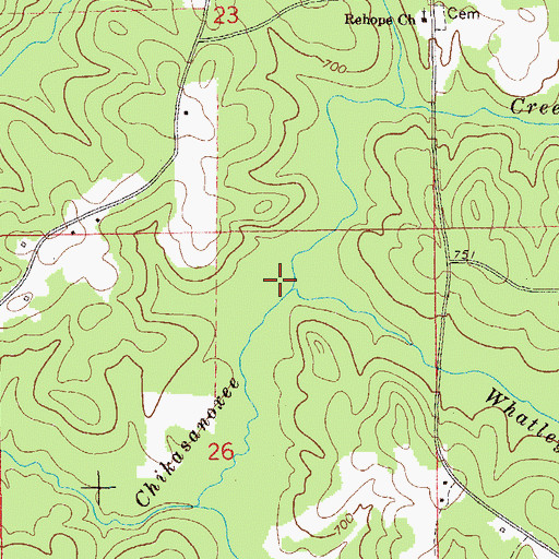 Topographic Map of Whatley Creek, AL