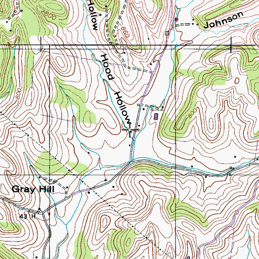 Topographic Map of Hood Hollow, TN