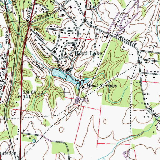 Topographic Map of Hood Springs, TN