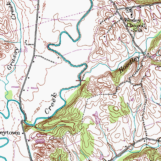 Topographic Map of Hoodley Branch, TN
