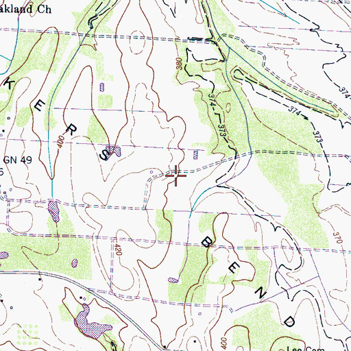 Topographic Map of Hookers Bend, TN