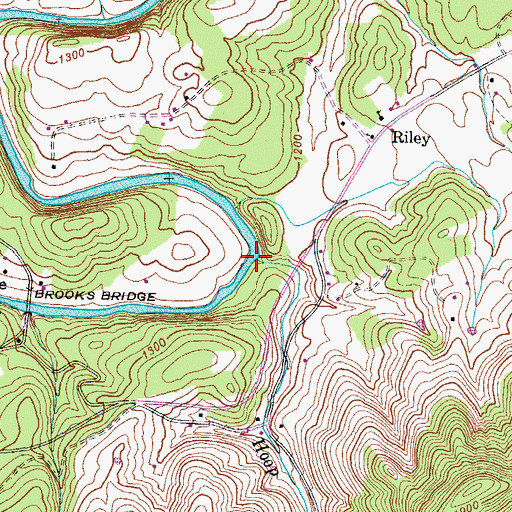 Topographic Map of Hoop Creek, TN