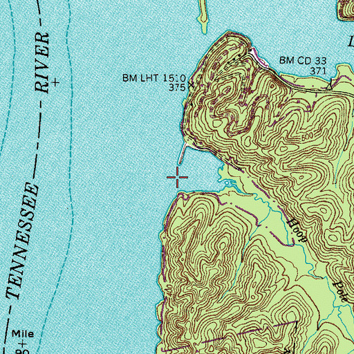 Topographic Map of Hoop Pole Branch, TN