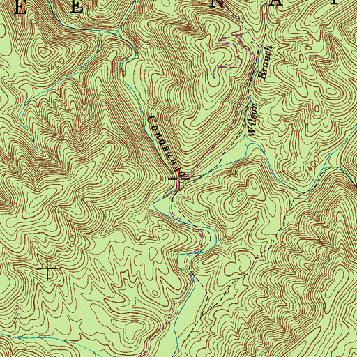 Topographic Map of Hooper Branch, TN