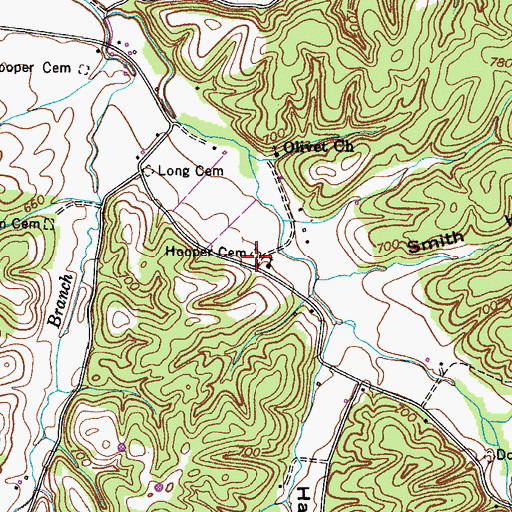 Topographic Map of Hooper Cemetery, TN