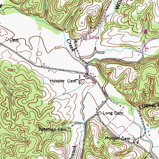 Topographic Map of Hooper Cemetery, TN