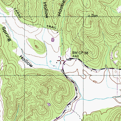 Topographic Map of Hoosier Hollow, TN