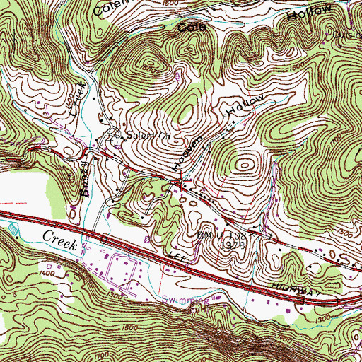Topographic Map of Hooven Hollow, TN