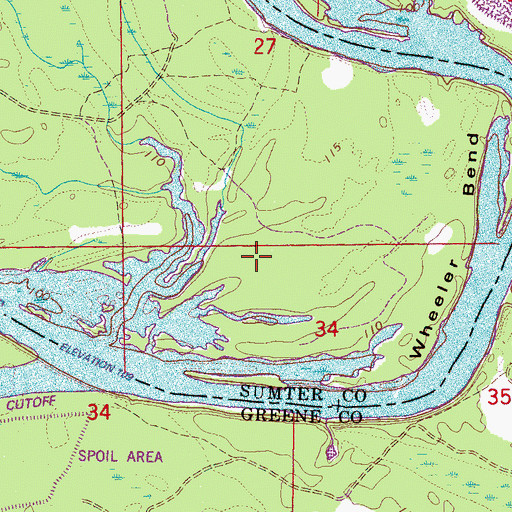 Topographic Map of Wheeler Bend, AL