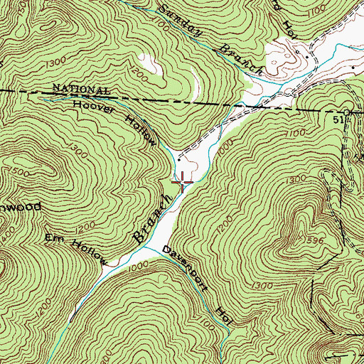 Topographic Map of Hoover Hollow, TN