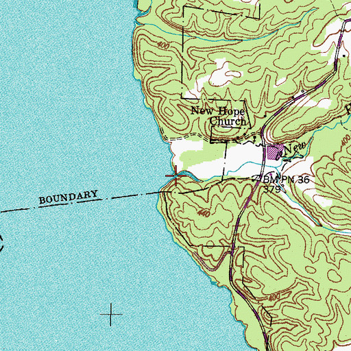 Topographic Map of Hope Creek, TN