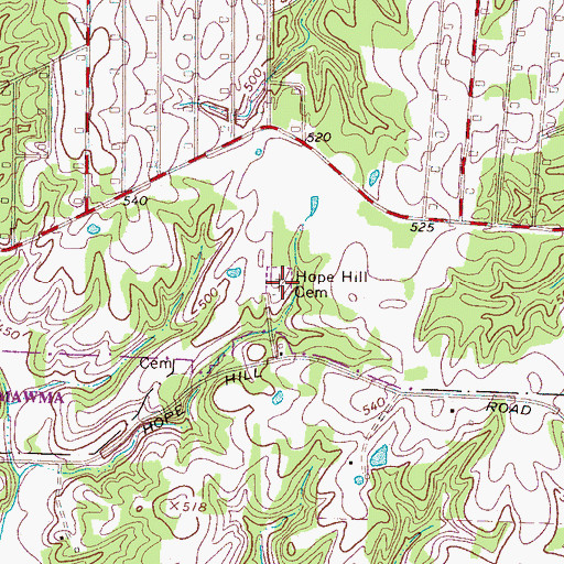 Topographic Map of Hope Hill Cemetery, TN