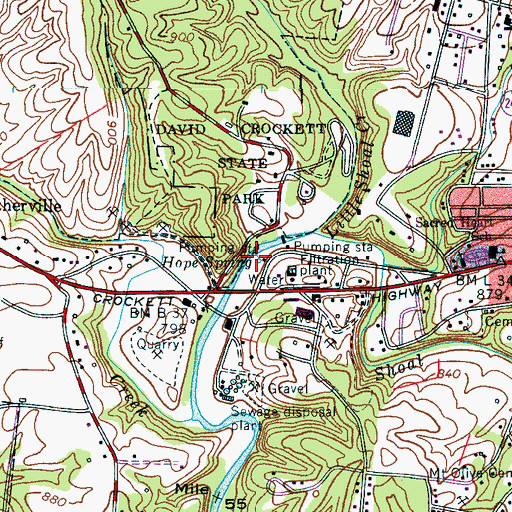 Topographic Map of Hope Spring, TN