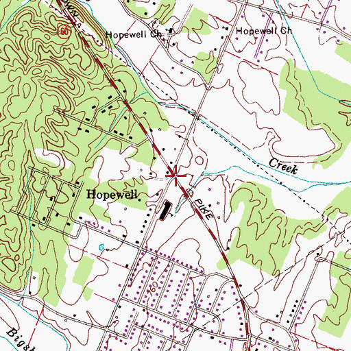 Topographic Map of Hopewell, TN