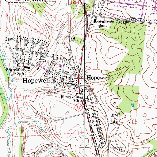 Topographic Map of Hopewell, TN