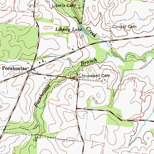 Topographic Map of Hopewell Cemetery, TN