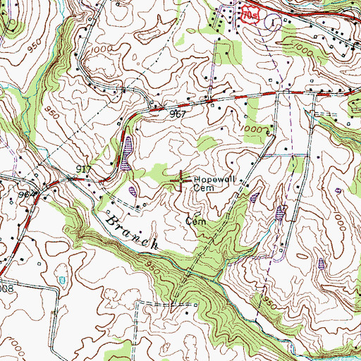Topographic Map of Hopewell Cemetery, TN
