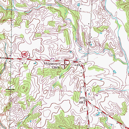 Topographic Map of Hopewell Cemetery, TN