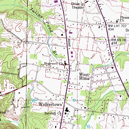 Topographic Map of Hopewell Baptist Church, TN