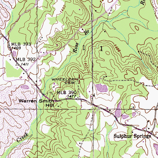 Topographic Map of Wheeler Cemetery, AL
