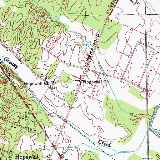 Topographic Map of Hopewell Church, TN
