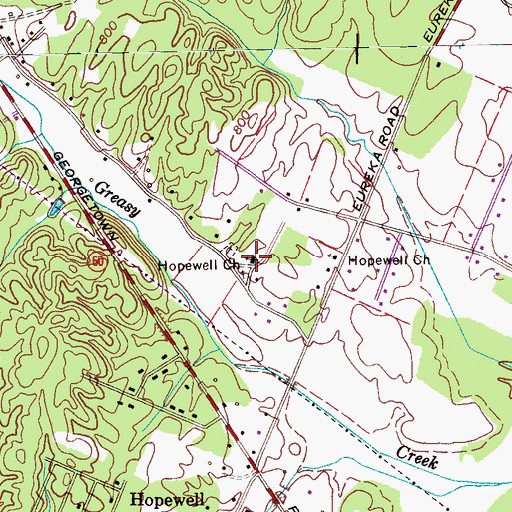Topographic Map of Hopewell Baptist Church, TN