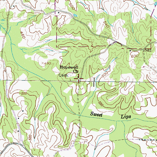 Topographic Map of Hopewell Church, TN