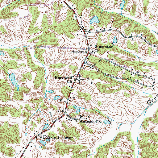 Topographic Map of Hopewell Church, TN