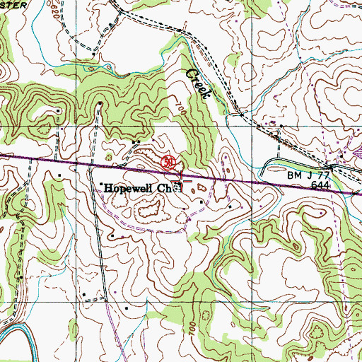 Topographic Map of Hopewell Church, TN