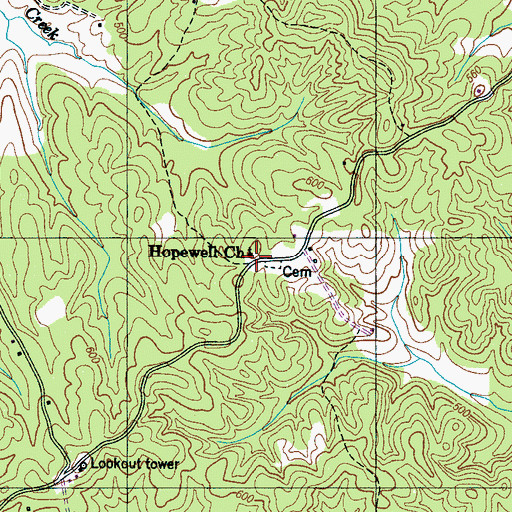 Topographic Map of Hopewell Baptist Church, TN