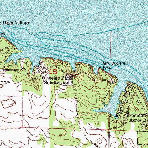 Topographic Map of Wheeler Dam Subdivision, AL