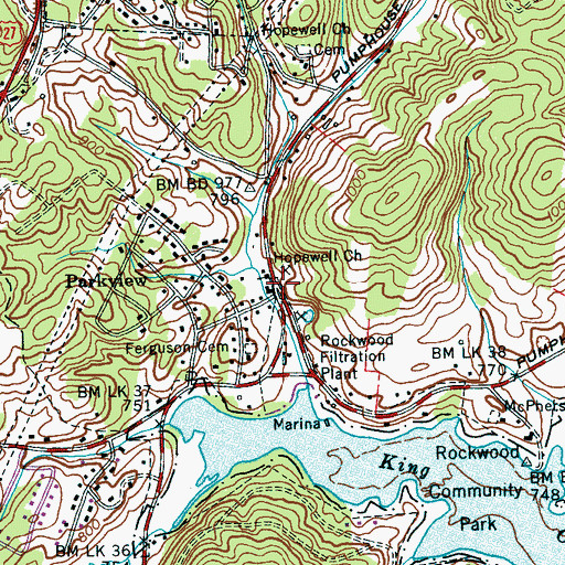 Topographic Map of Hopewell Church, TN