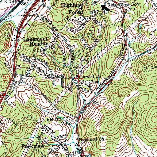 Topographic Map of Hopewell Church, TN