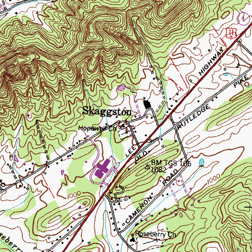 Topographic Map of Hopewell United Methodist Church, TN