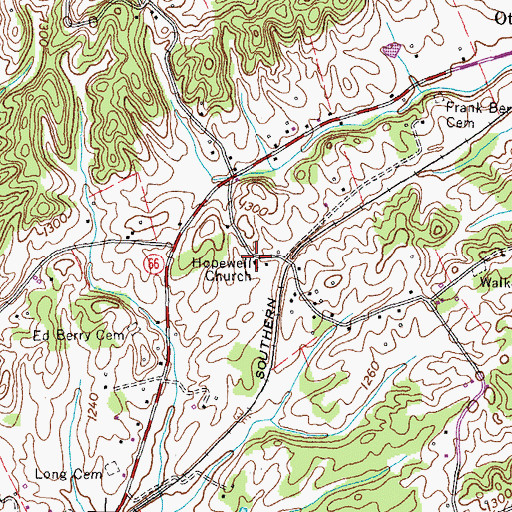 Topographic Map of Hopewell Baptist Church, TN
