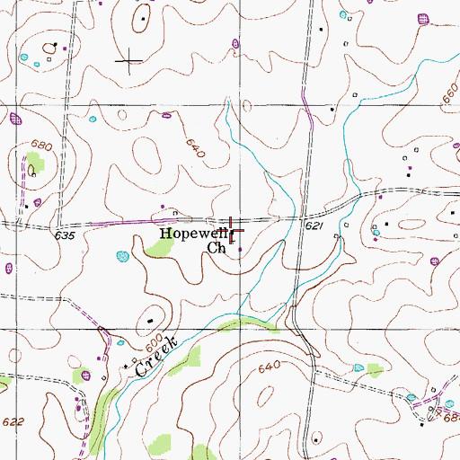 Topographic Map of Hopewell Church, TN