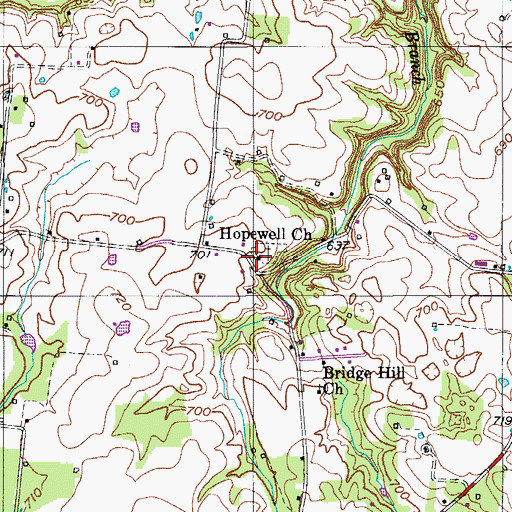 Topographic Map of Hopewell Baptist Church, TN