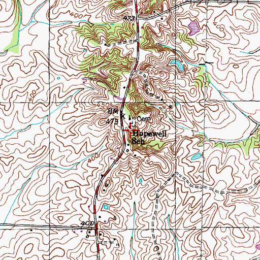 Topographic Map of Hopewell School, TN