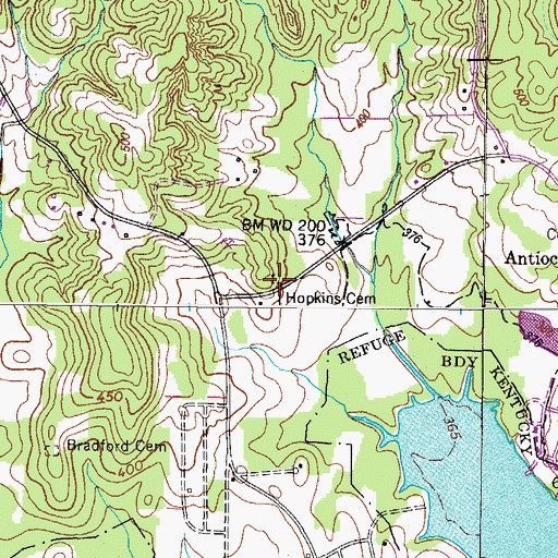 Topographic Map of Hopkins Cemetery, TN