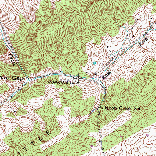 Topographic Map of Hopkins Cemetery, TN