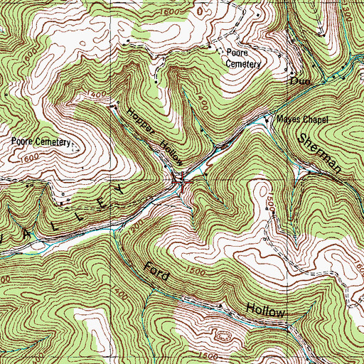 Topographic Map of Hopper Hollow, TN