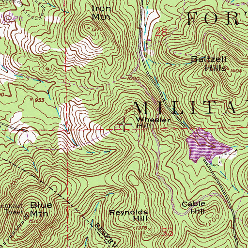 Topographic Map of Wheeler Hill, AL
