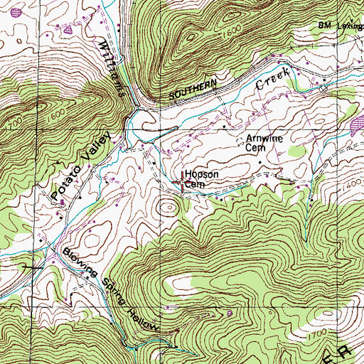 Topographic Map of Hopson Cemetery, TN